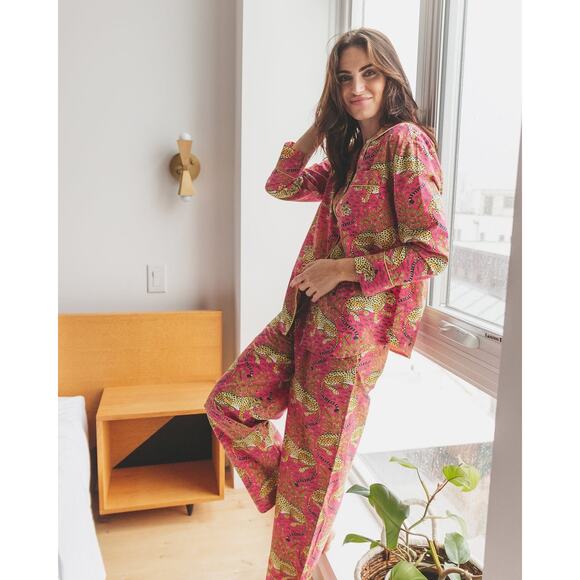 Printfresh Bagheera Long Sleep Set in Hot Pink